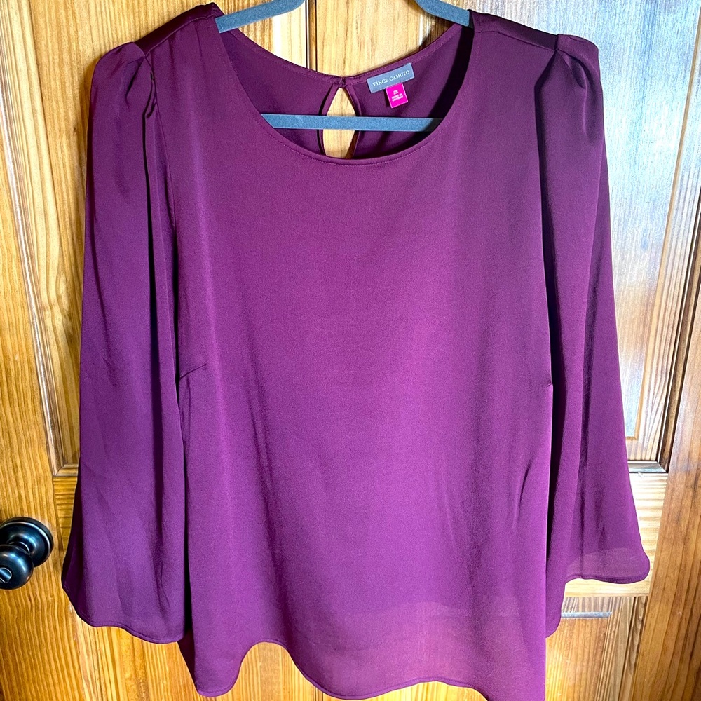 Vince Camuto eggplant blouse with button detail